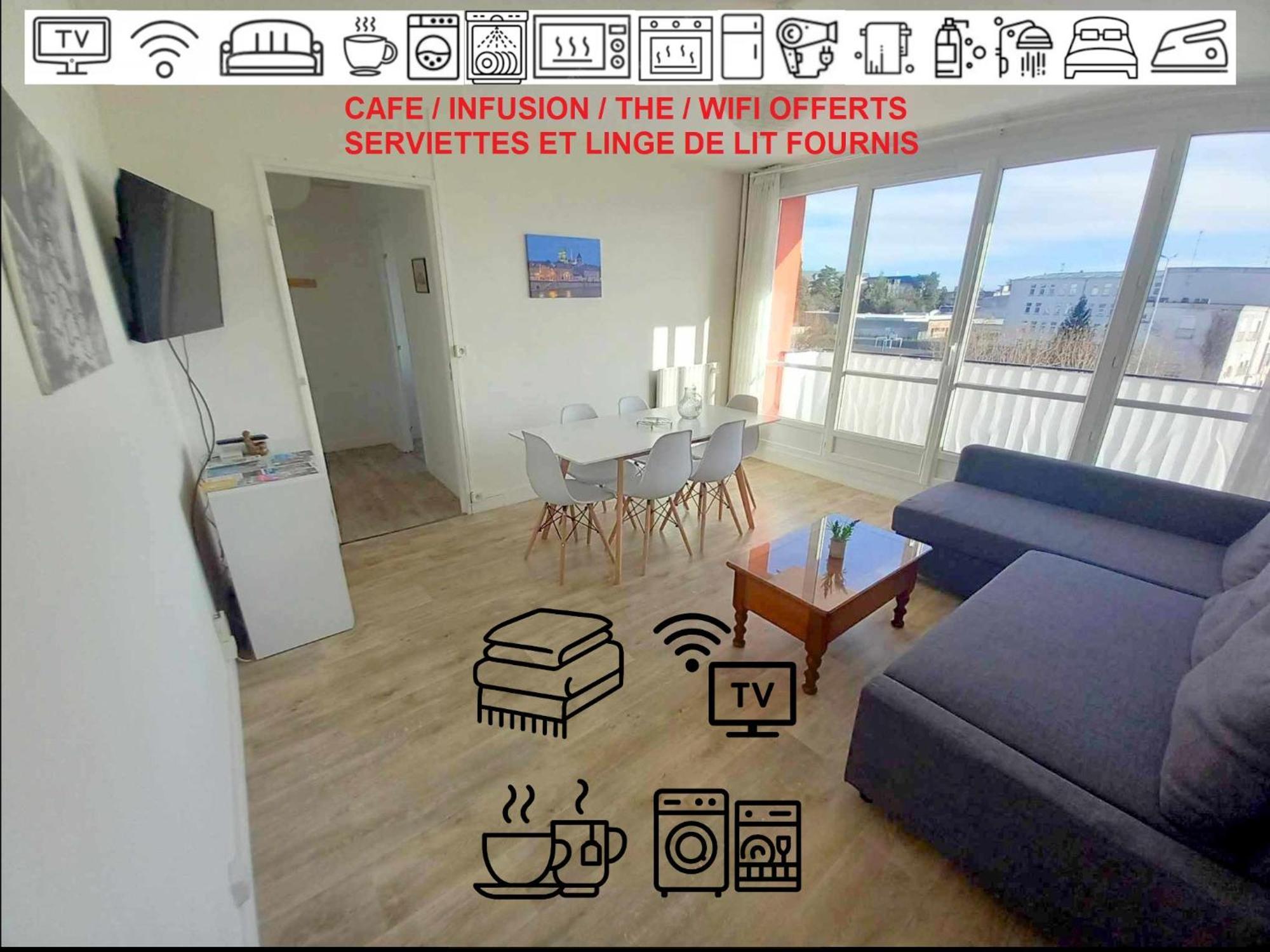 Apartamento T3 57M2 Avec Balcon Proche Gare Sncf, Wifi Et Cafe Et The Offerts Orléans Exterior foto